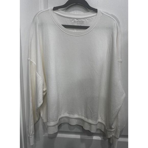 Athleta Sundown Crewneck Sweatshirt Cream Lightweight Plus Sz 1X Athleisure - Picture 2 of 9